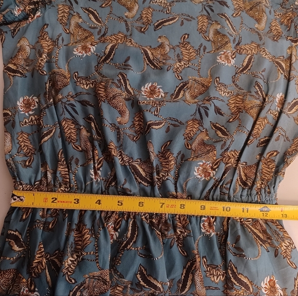 Anthropologie Caballero Leopard Cheetah Print Peplum Ruched Top Blouse - Picture 10 of 13